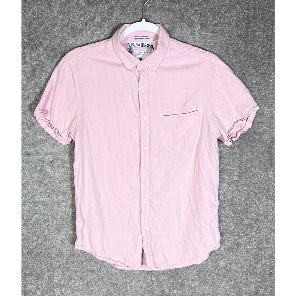 Cactus Man Ricky Singh Short Sleeve‎ Button Down Shirt Mens Size Medium Pink - Picture 1 of 11